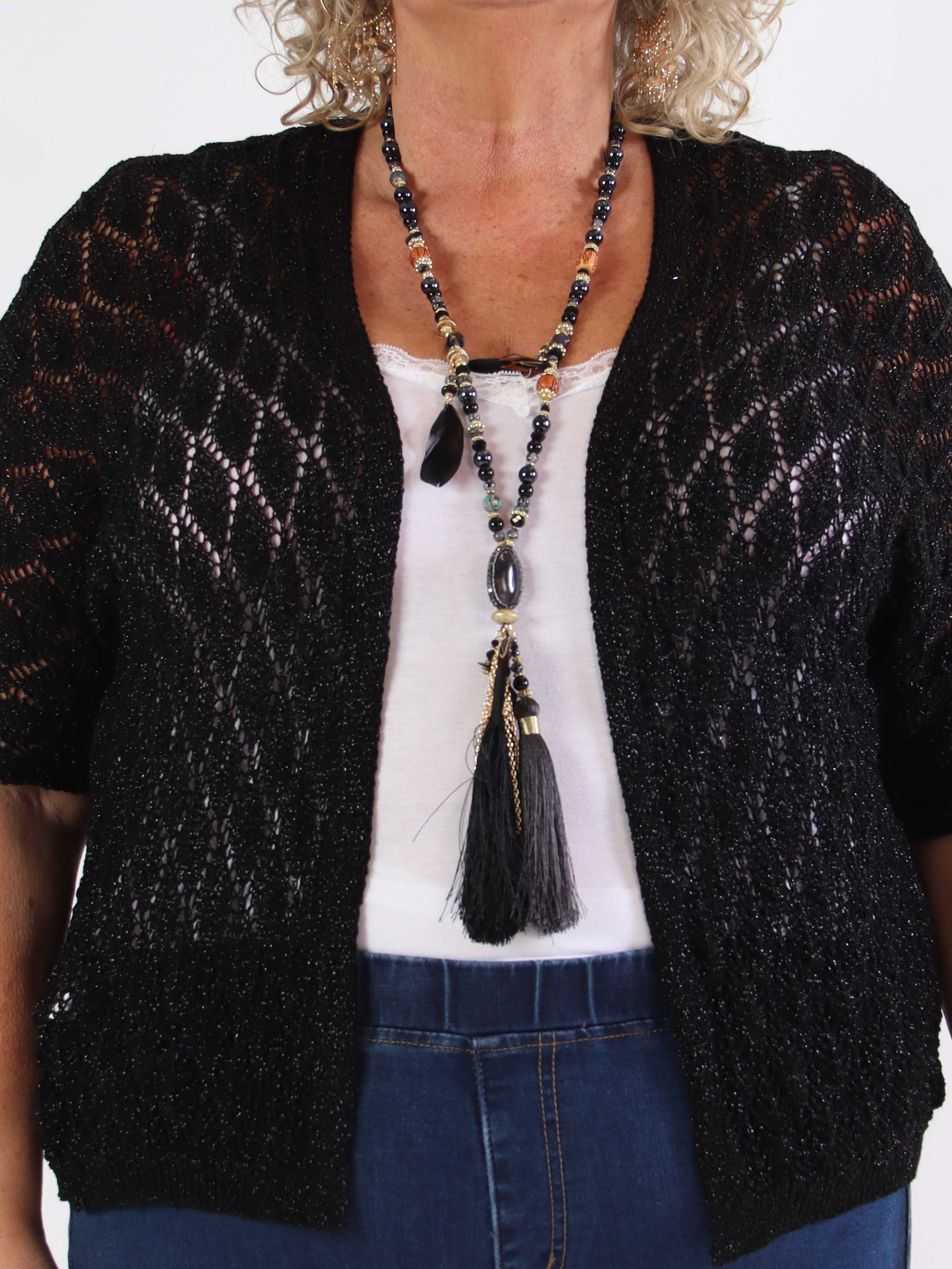 Selena - Söt virkad stickad tröja i plusstorlek med glittertrådar